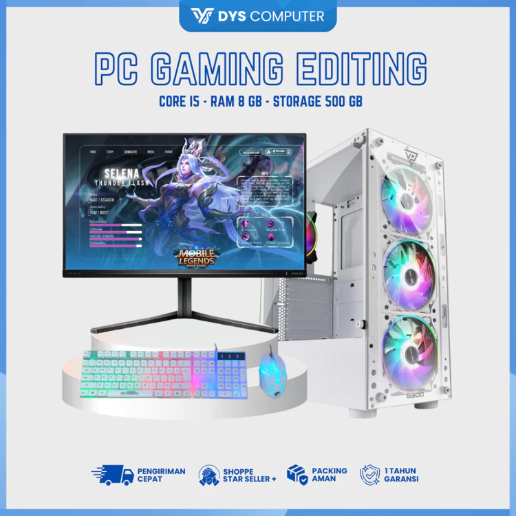 Komputer Gaming FullSet I5 Desain Editing Ram 8GB + HDD 500GB