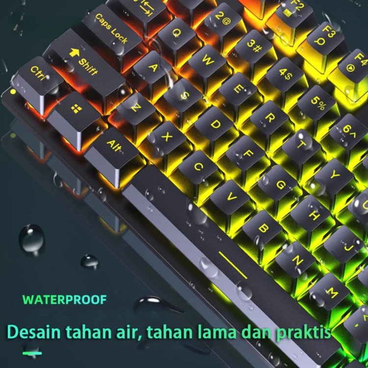 MK T-350 BLACK - Set Keyboard & Mause Gaming Full RGB LED Blacklist Semi Mechanica USB Kabel